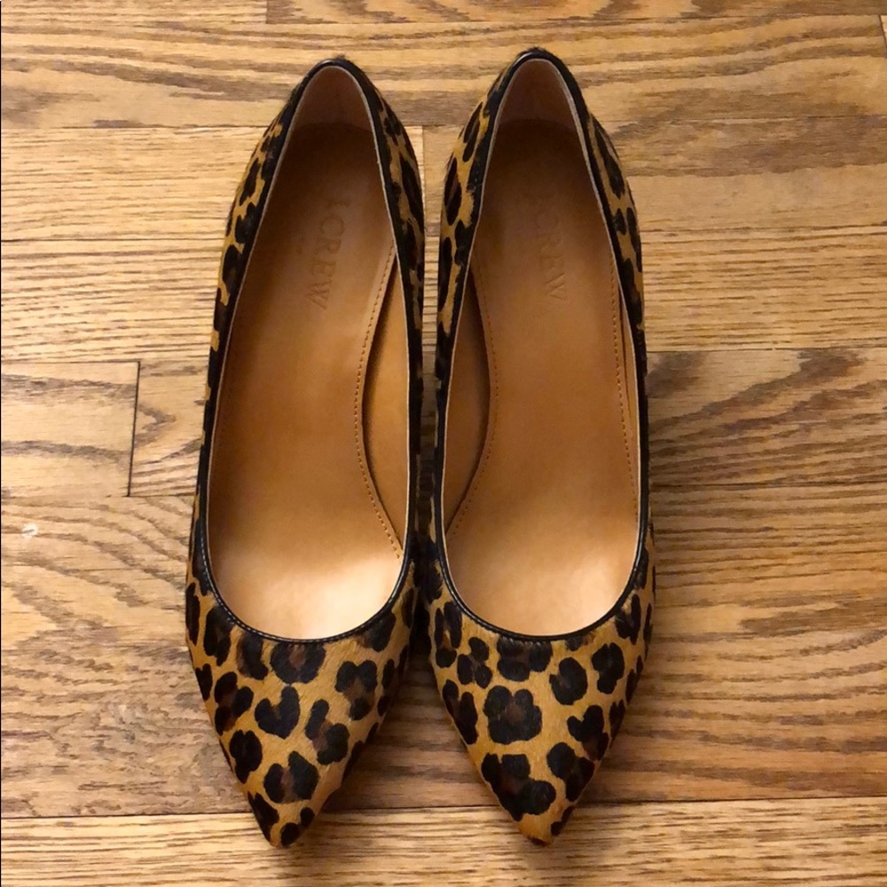 J Crew calf hair leopard pumps size 36